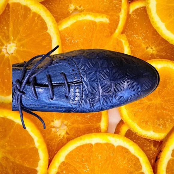 Mikcon Blue Patterned Wingtip Oxford Shoes Size 10‎ - Picture 3 of 8